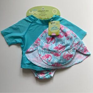 i play Green Sprouts Girls Sunhat, Rash Guard & Reusable Swim Diaper Set - 9-18M